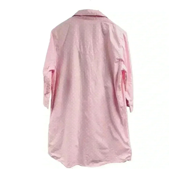 Lauren by Ralph Lauren Cotton Pink with White Polkadot Sleep Button Down Shirt L - Picture 6 of 10
